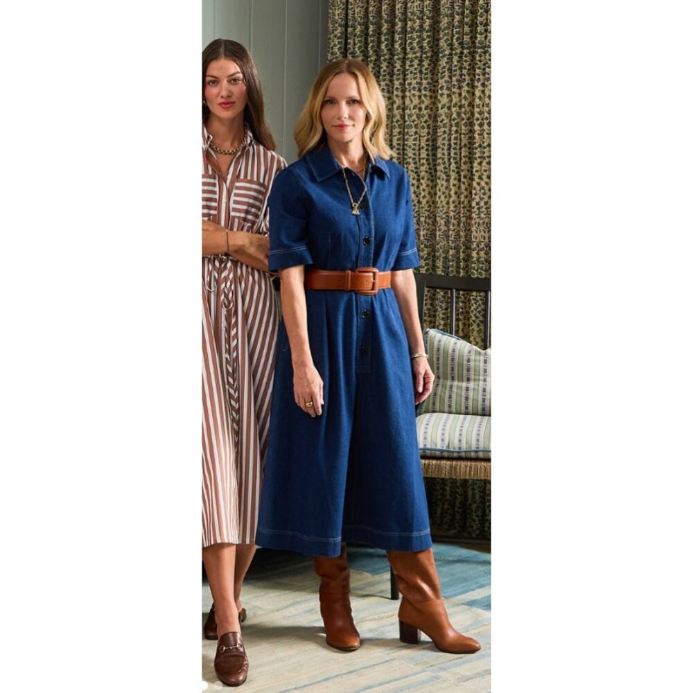 Maxwell and Geraldine Tuckernuck Amelia Denim Jean Button Midi Shirt Dress L - Picture 5 of 13